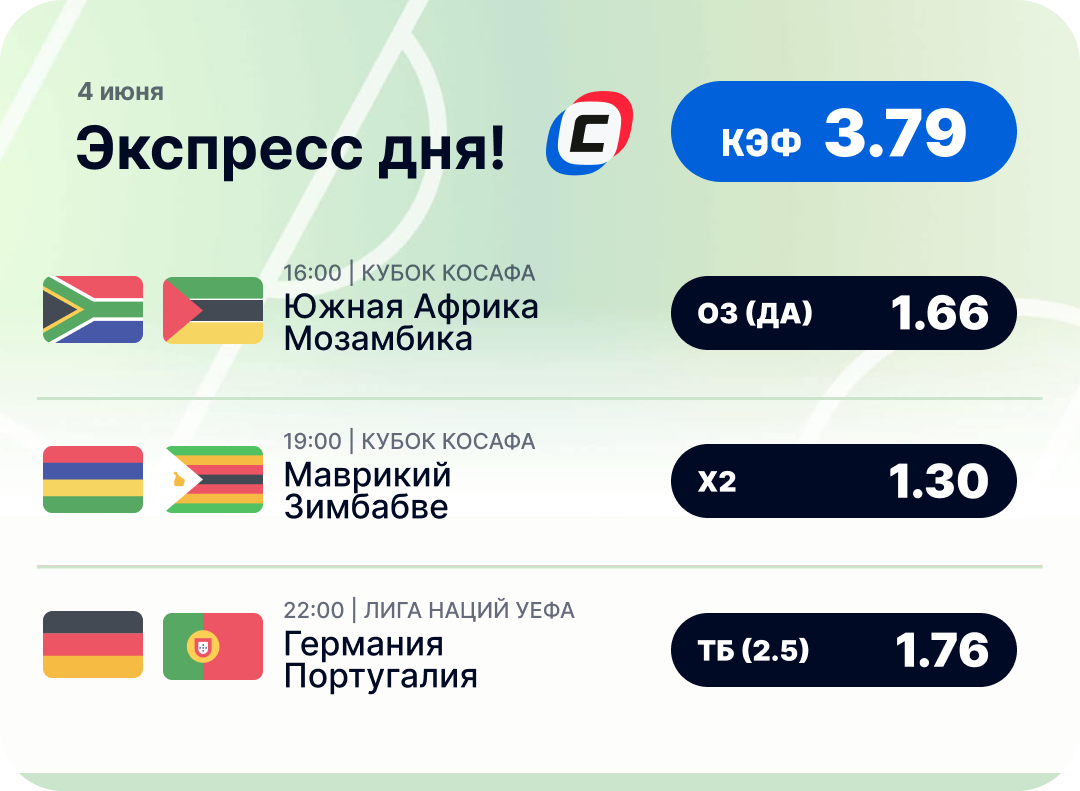 Футбольный экспресс дня на 4 июня №1