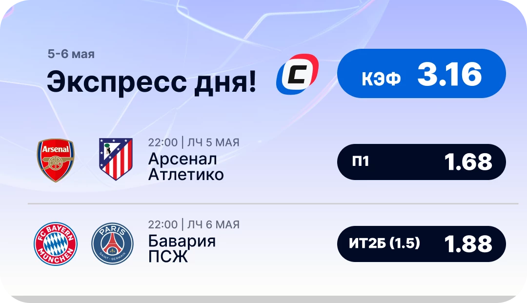 Экспресс дня на Лигу чемпионов на 5-6 мая