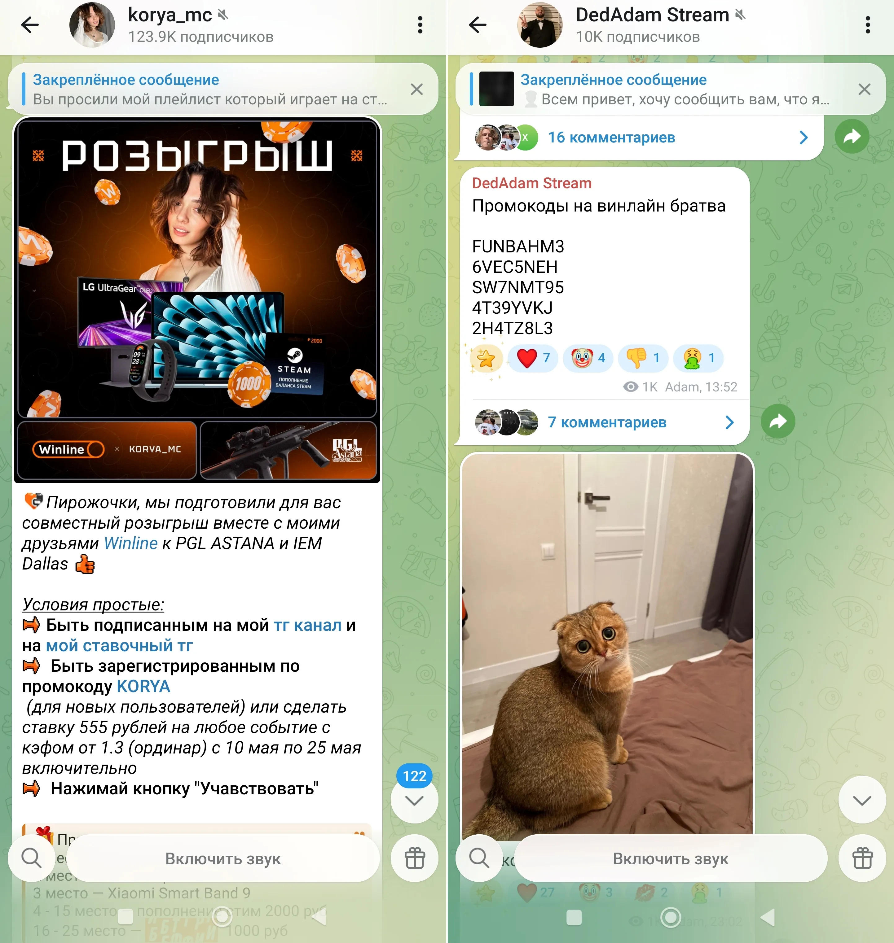 Промокоды Винлайн от стримеров в социальных сетях