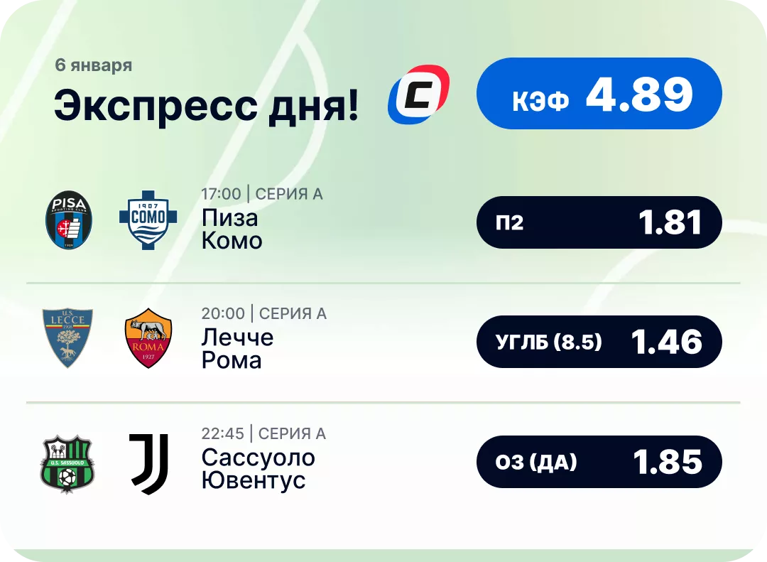 Футбольный экспресс дня на 6 января