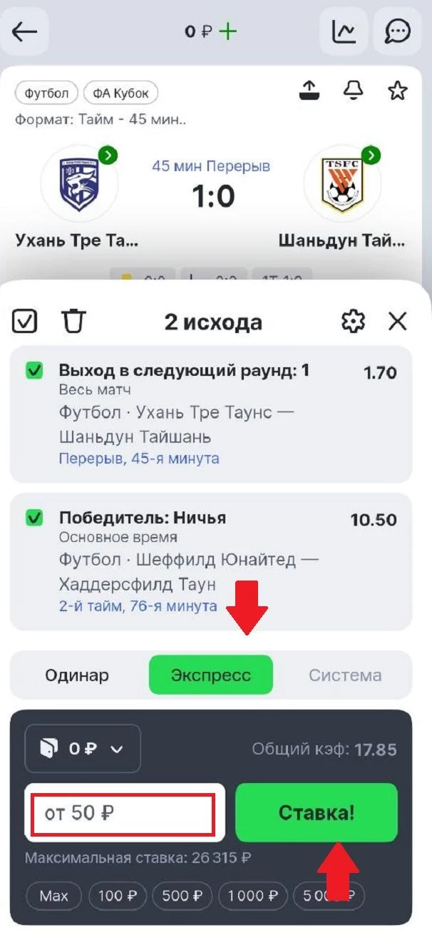 Купон в БК Лига Ставок