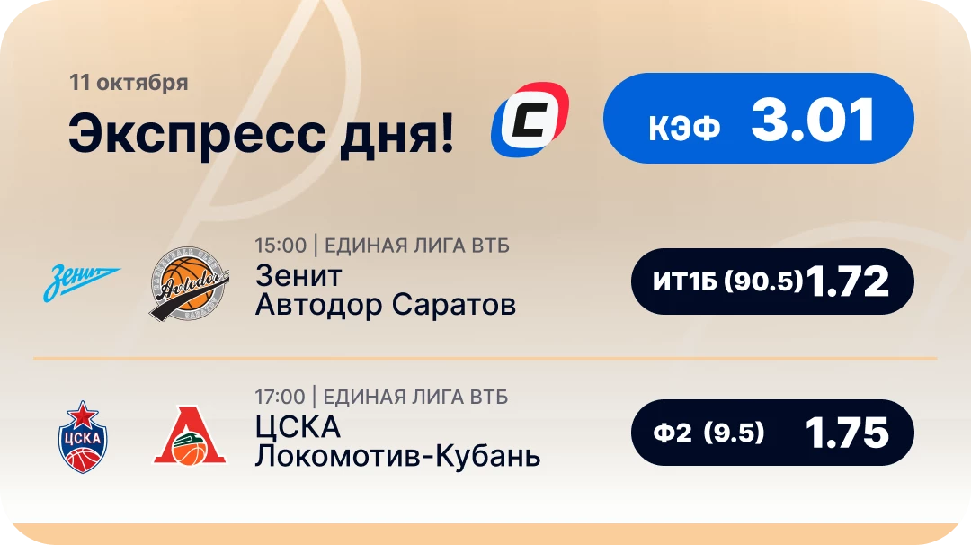 Экспресс на баскетбол на сегодня Баскетбольный экспресс дня на 11 октября №1