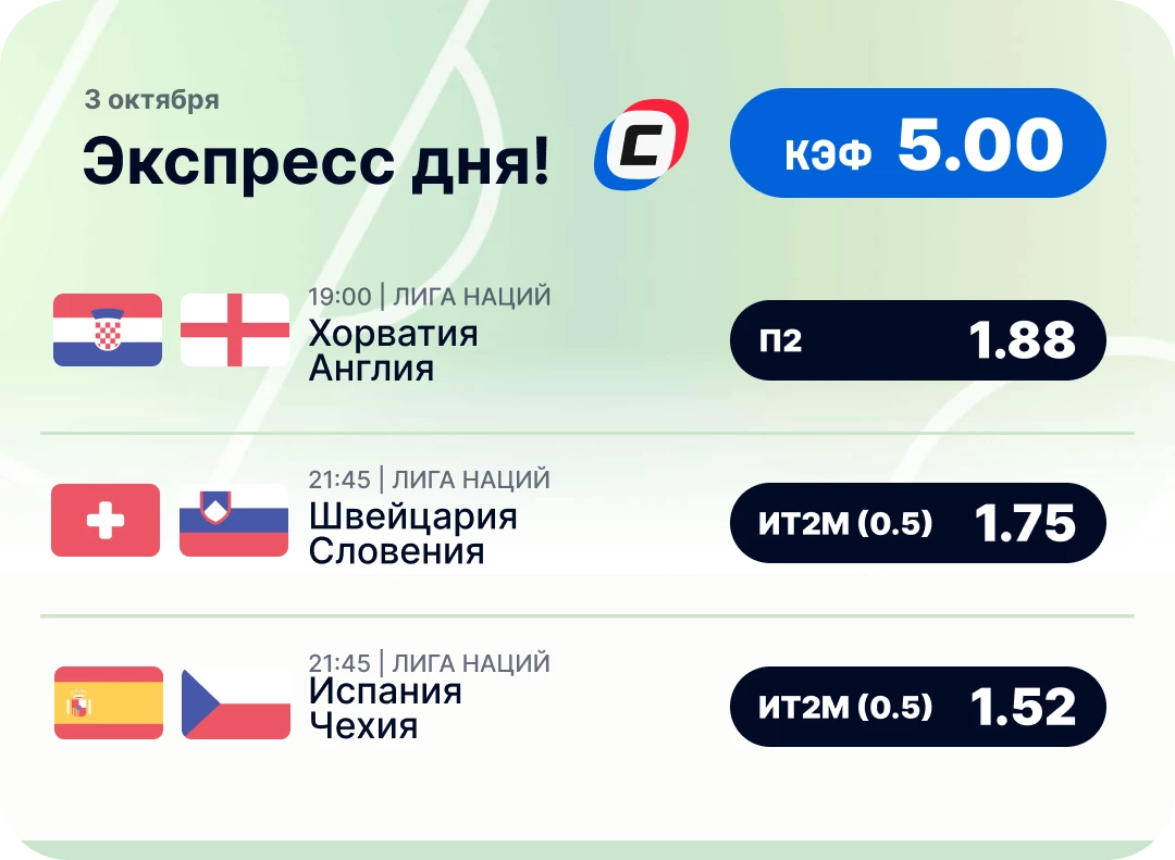 Экспресс дня на футбол Футбольный экспресс дня на 3 октября №1