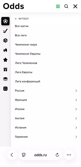 Охват сервиса Odds Охват сервиса Odds