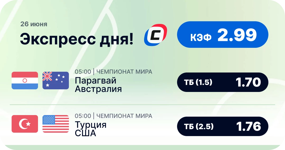 Футбольный экспресс дня на 25 июня
