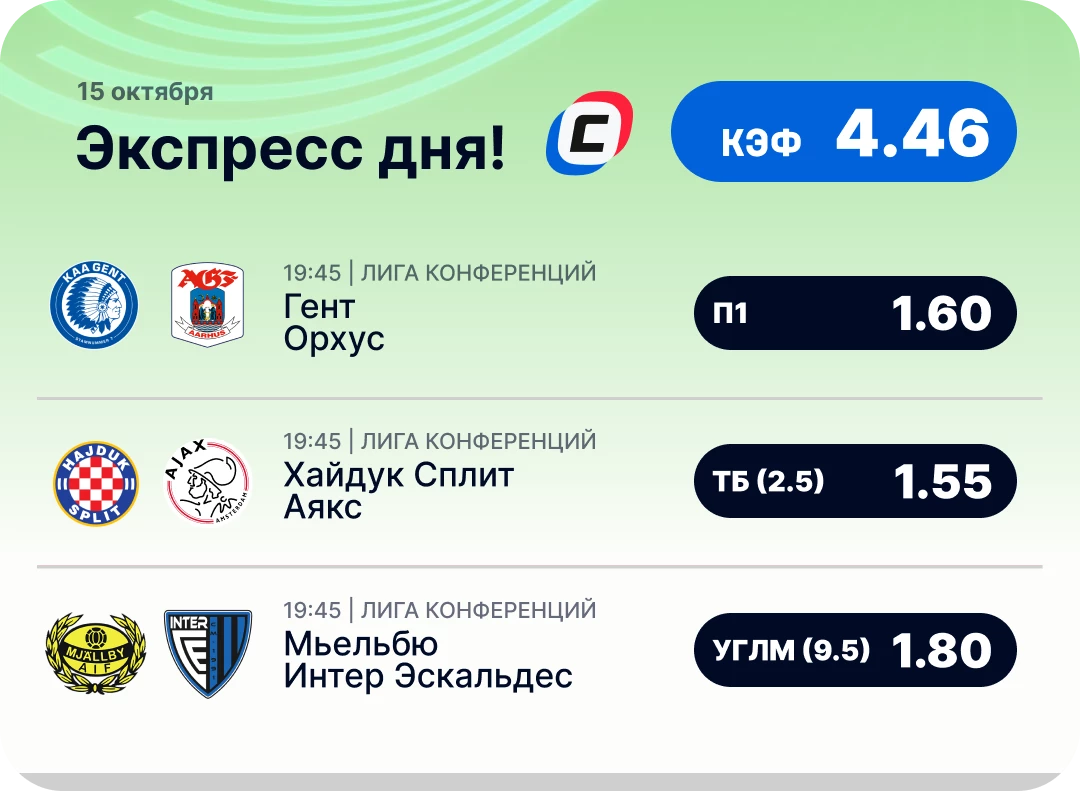 Экспресс на ЛК на сегодня Экспресс дня на Лигу конференций на 15 октября №2