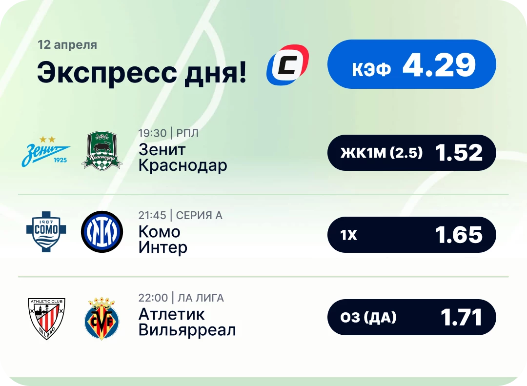 Экспресс дня на футбол Футбольный экспресс дня на 12 апреля №2