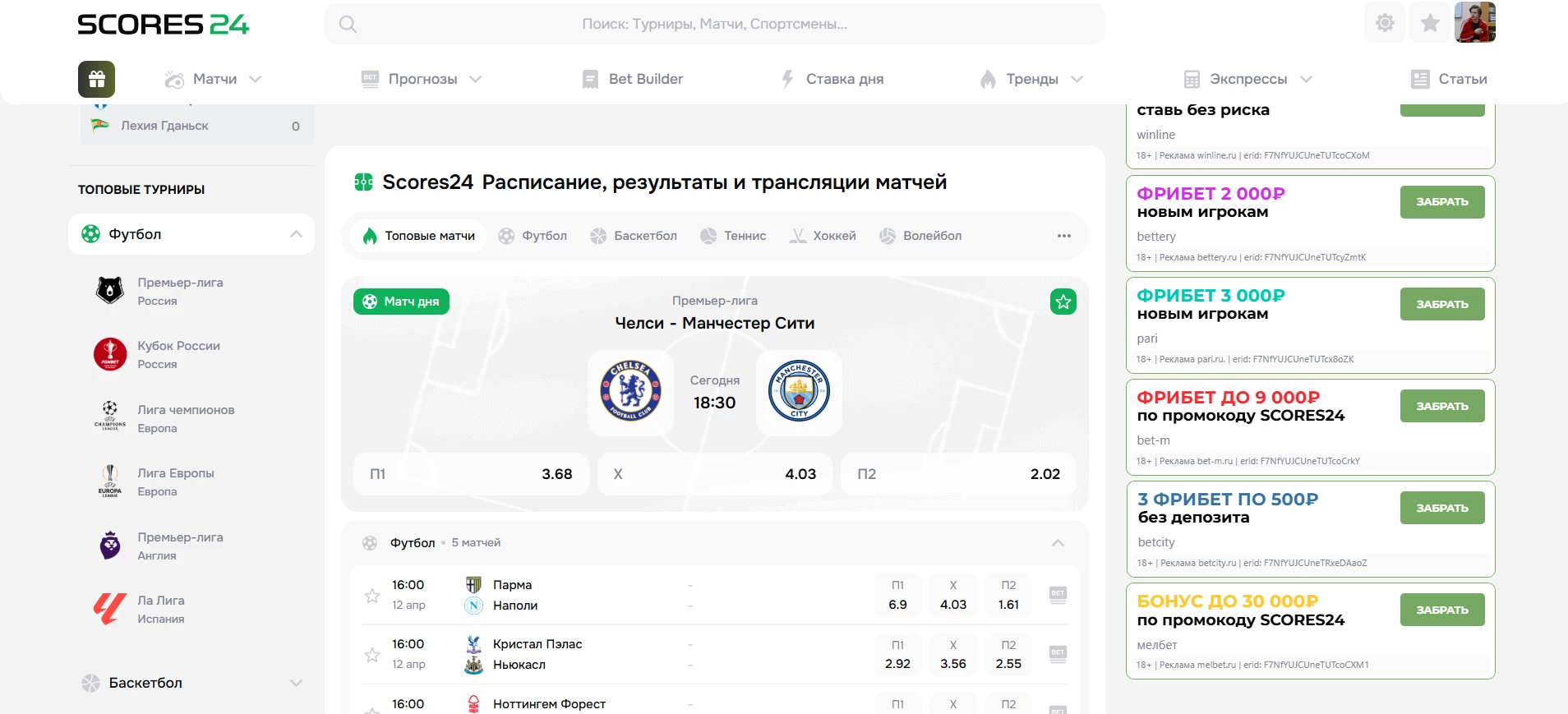 Сайт Scores24