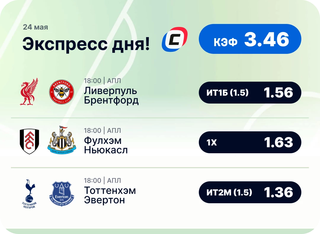 Футбольный экспресс дня на 24 мая