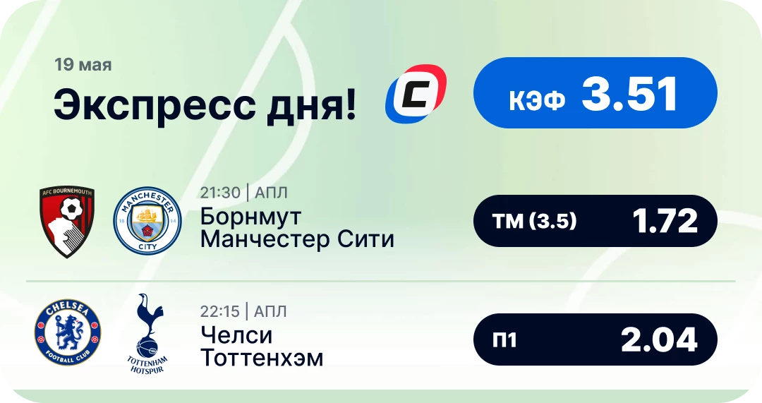 Футбольный экспресс дня на 19 мая