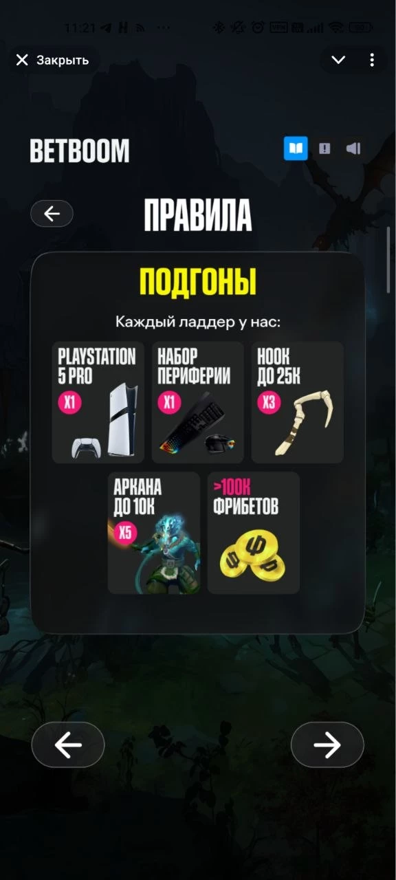 призы в лут арене бк бетбум тг игра
