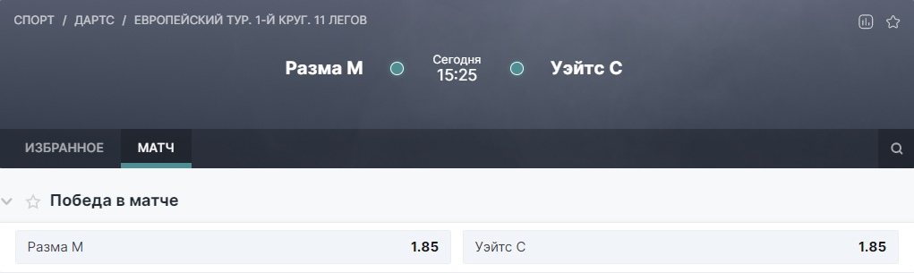 Дартс. Основные исходы