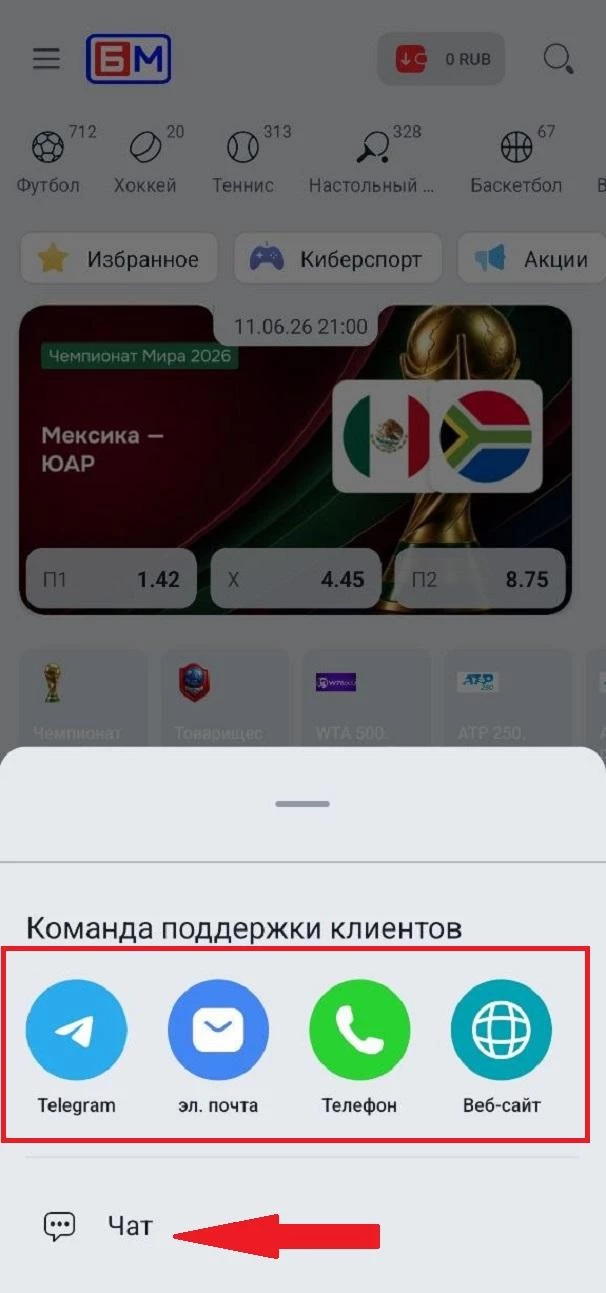 Способы связи с поддержкой БК Бет-М