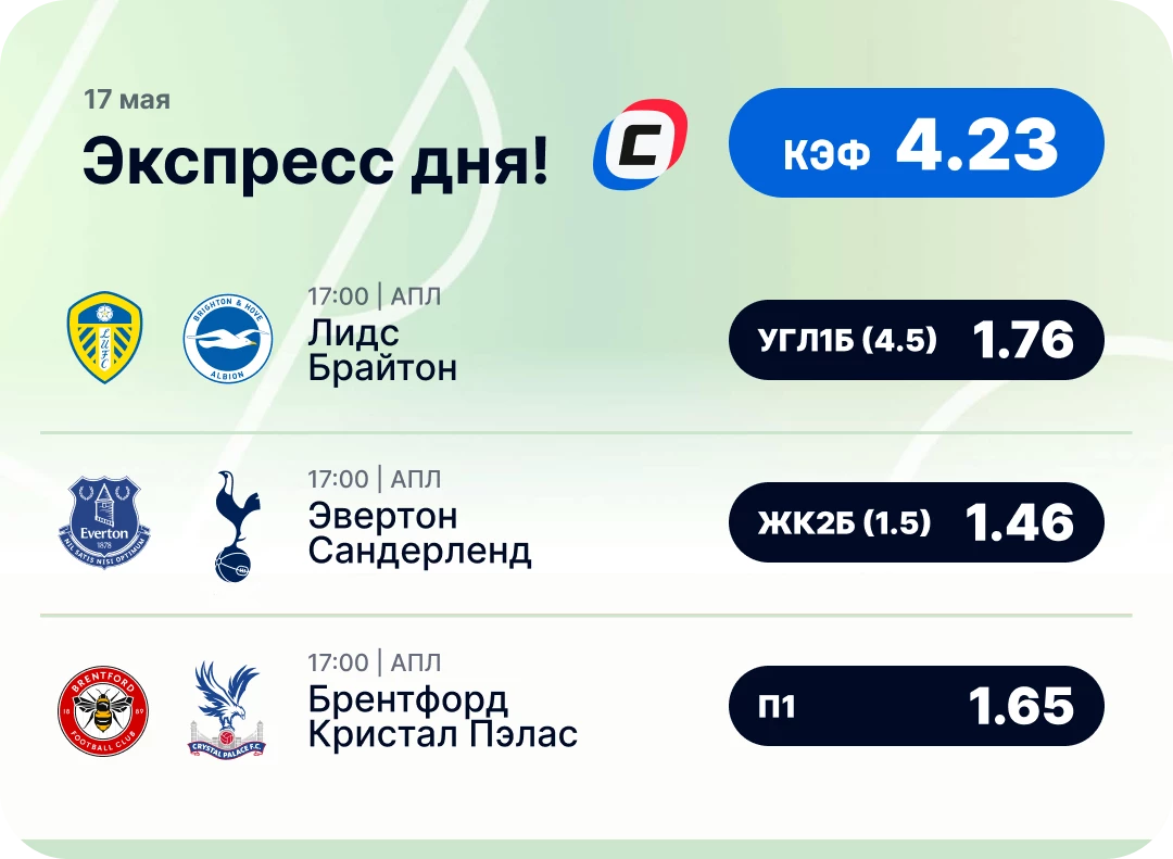 Футбольный экспресс дня Футбольный экспресс дня на 17 мая №1