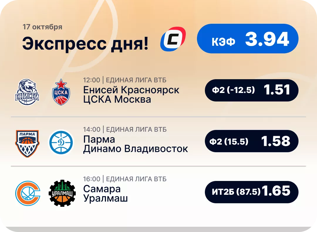 Баскетбольный экспресс дня на 17 октября №1
