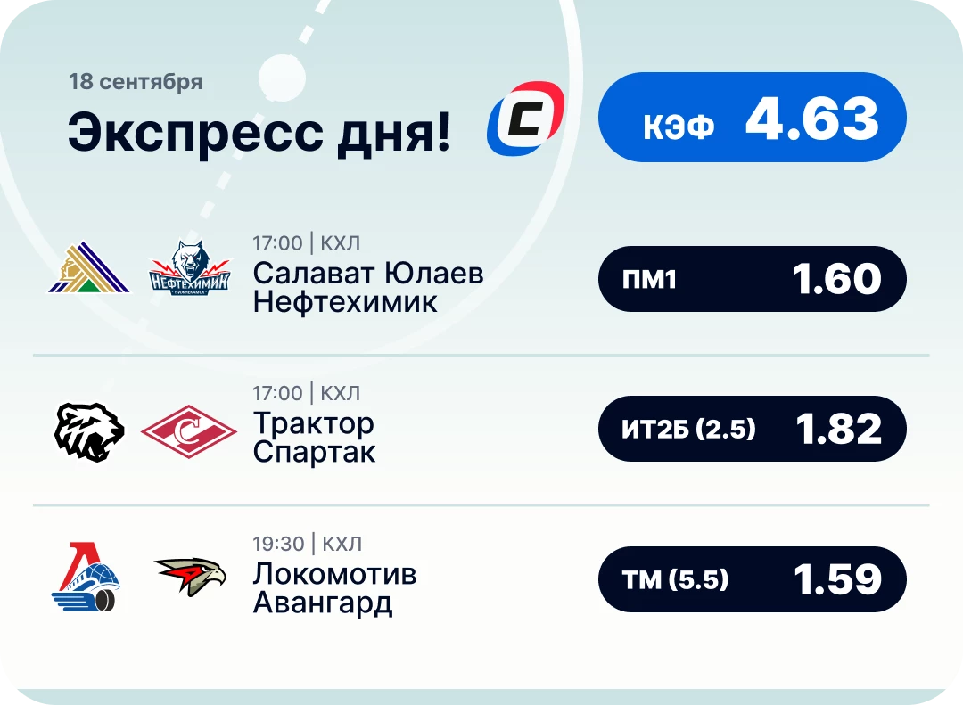 Экспресс дня на хоккей на 18 сентября Хоккейный экспресс дня на 18 сентября
