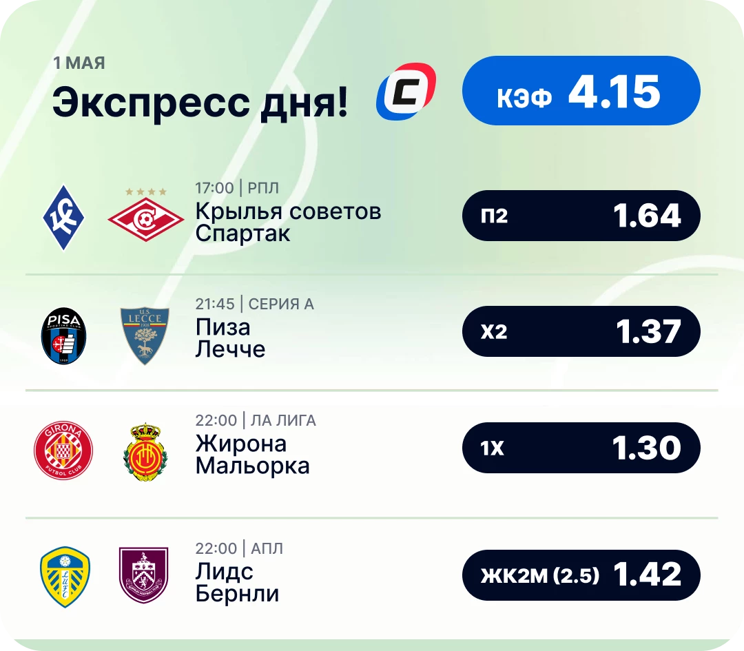 Экспресс дня на футбол на 1 мая