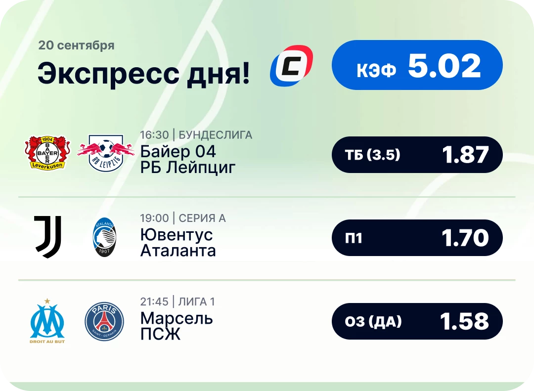 Экспресс на футбол на сегодня Футбольный экспресс дня на 20 сентября №2