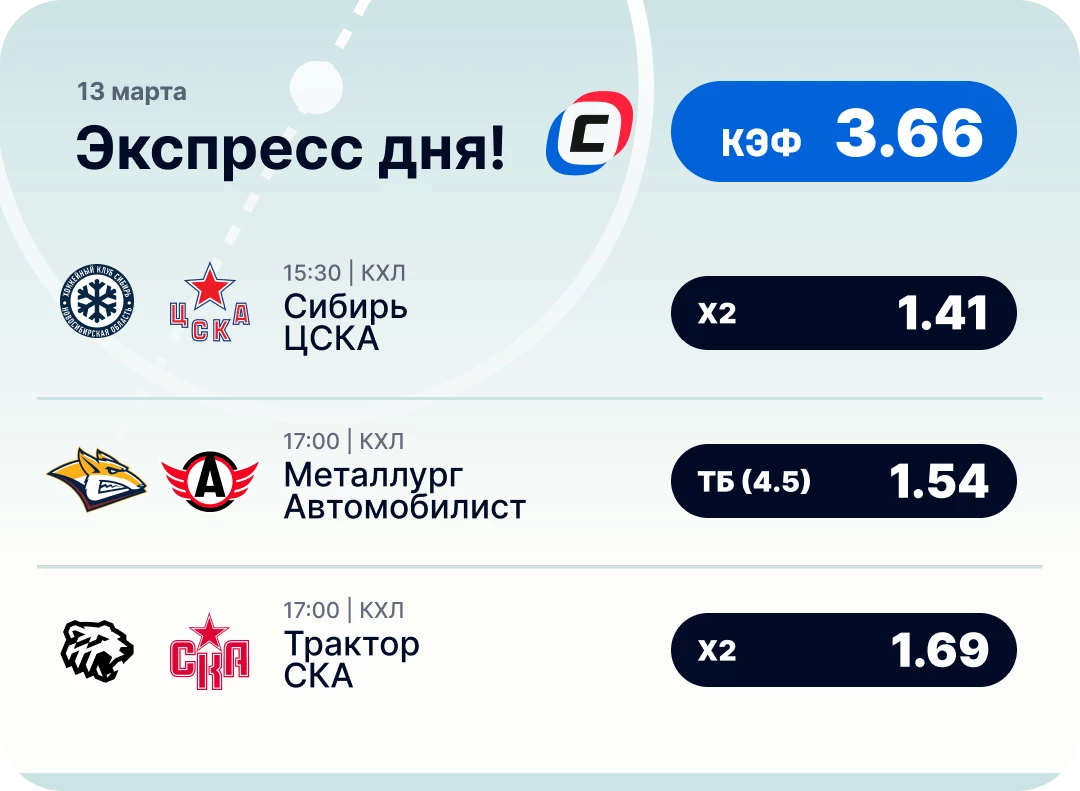 Экспресс на хоккей сегодня Хоккейный экспресс дня на 16 марта №1