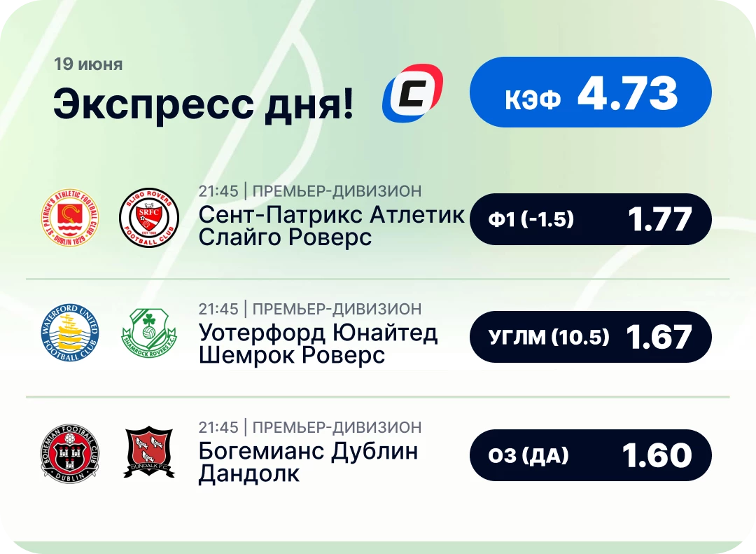 Экспресс на футбол на сегодня Футбольный экспресс дня на 19 июня