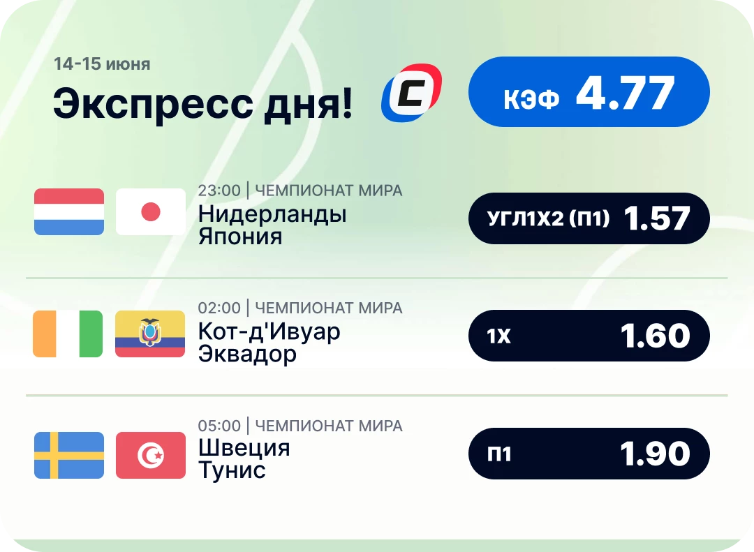 Экспресс на чемпионат мира на сегодня Футбольный пресс дня на 14 июня