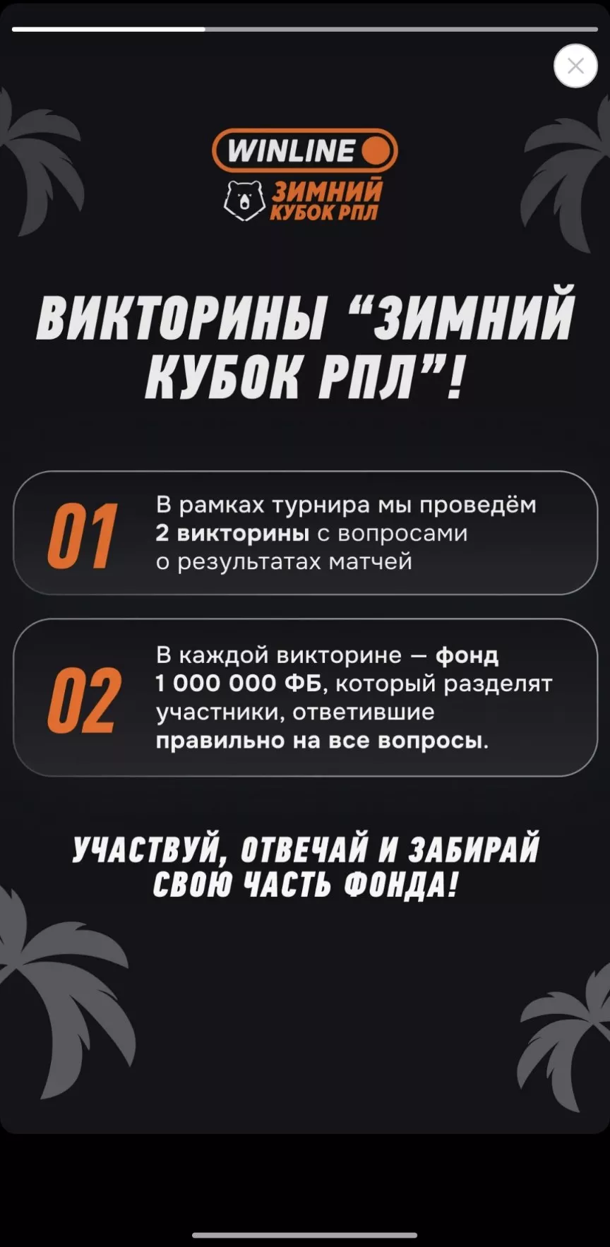 Сторис в приложении Винлайн