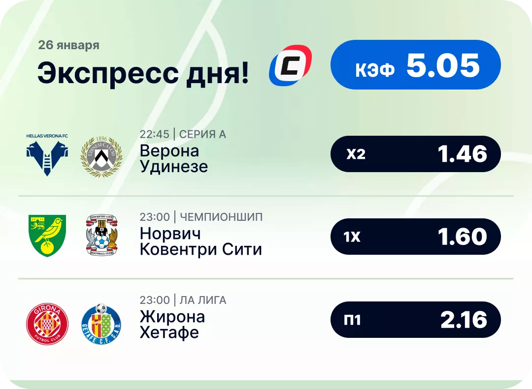 Футбольный экспресс дня на 26 января