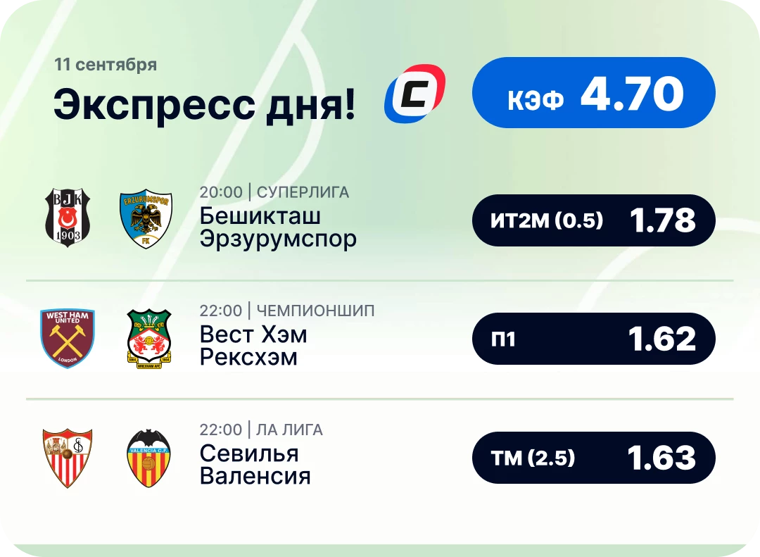 Футбольный экспресс дня на 11 сентября №2
