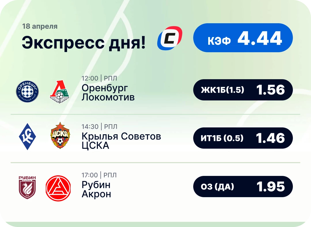 Футбольный экспресс дня на 18 апреля №2