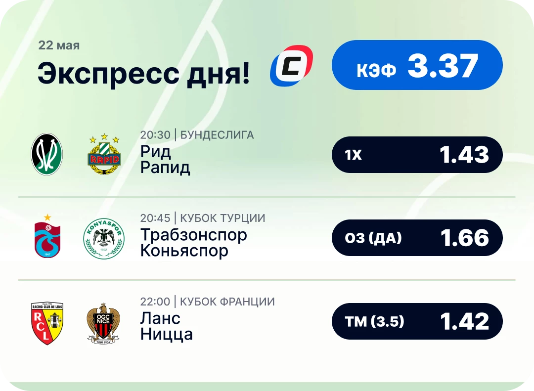Футбольный экспресс дня на 22 мая