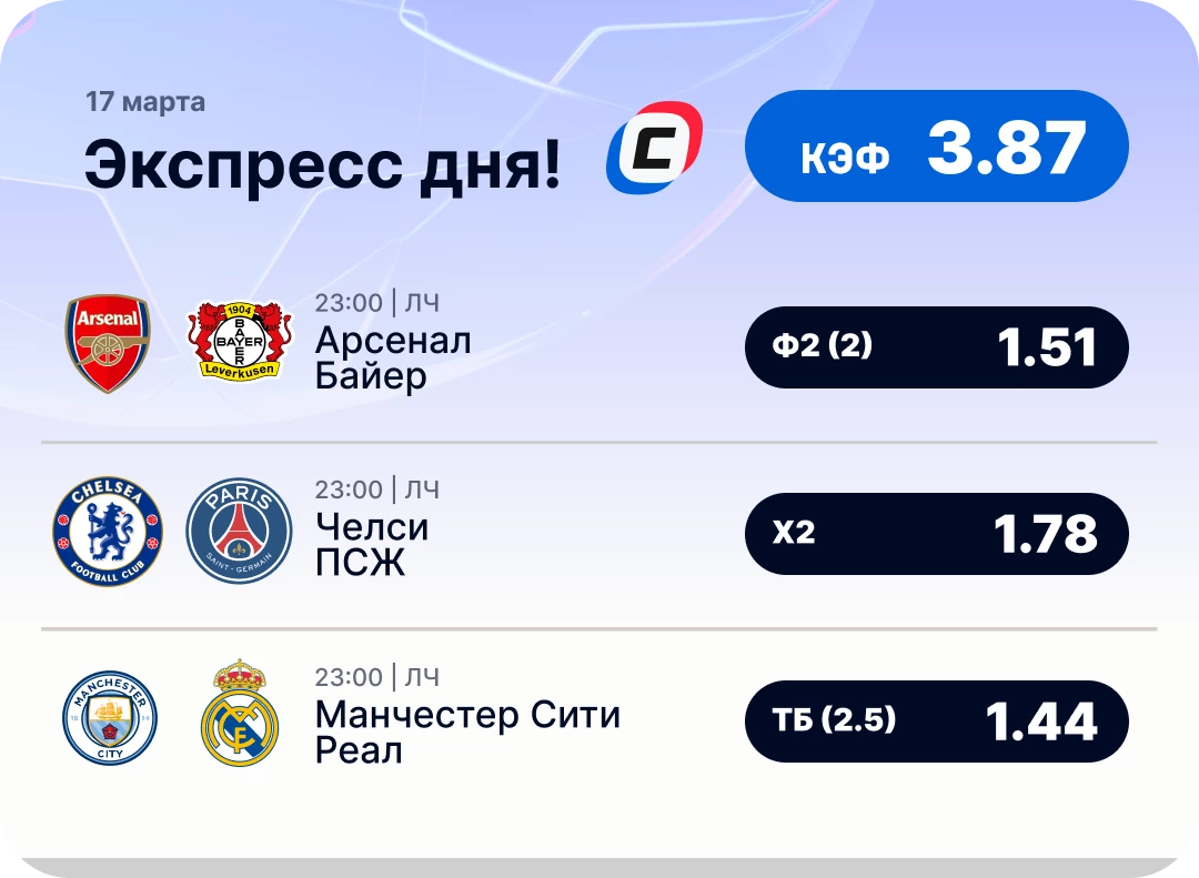 Экспресс на Лигу чемпионов сегодня Экспресс дня на Лигу чемпионов на 17 марта