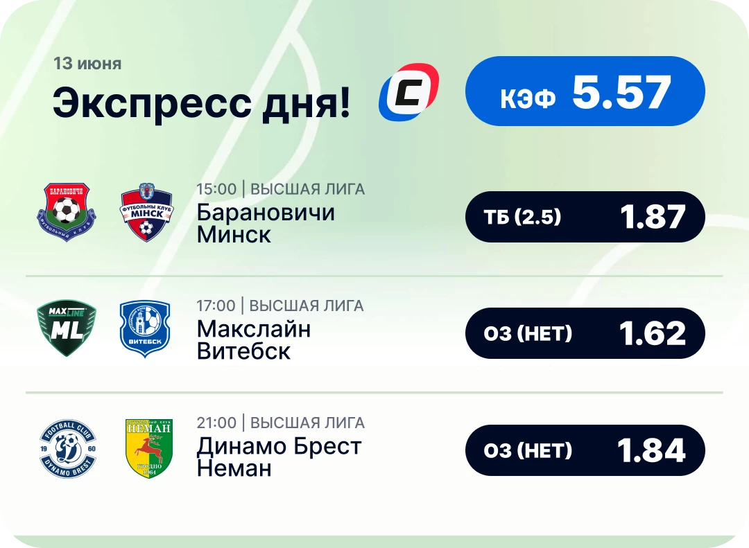 Футбольный экспресс дня на 12 июня