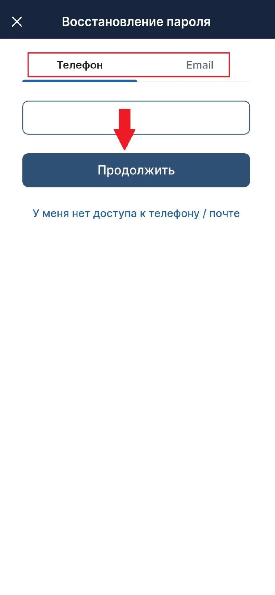 Форма для восстановления пароля в БК 24Бет