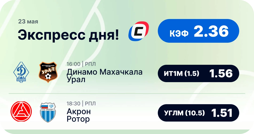 Футбольный экспресс на сегодня Футбольный экспресс дня на 23 мая