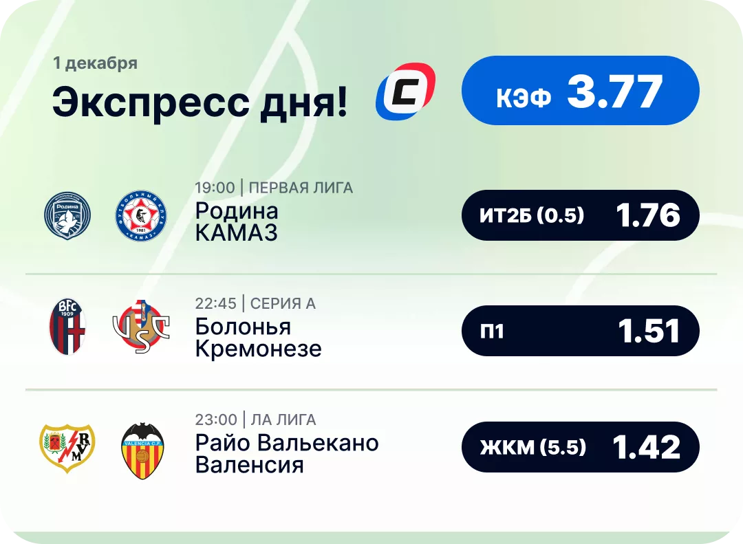 Футбольный экспресс дня на 1 декабря №1