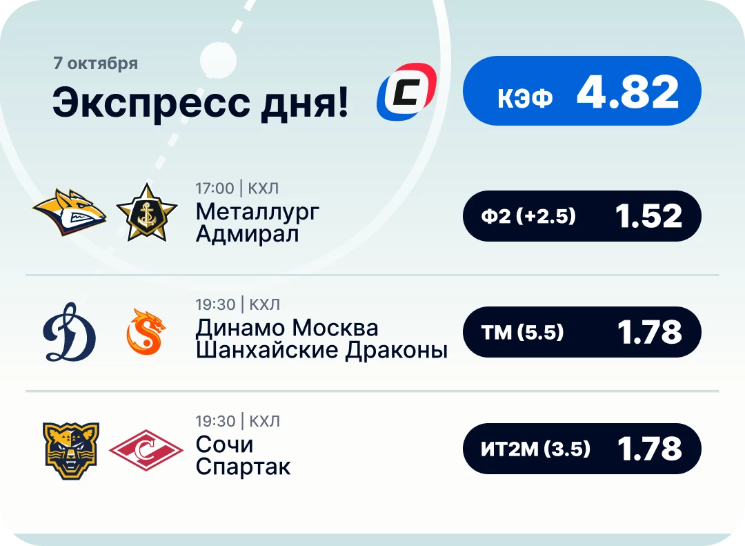 Экспресс дня на КХЛ от СТАВКА ТВ Хоккейный экспресс дня на 7 октября