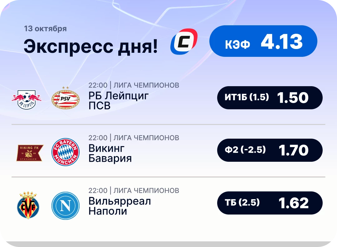 Экспресс на Лигу чемионов на сегодня Экспресс дня на Лигу чемпионов на 13 октября №3