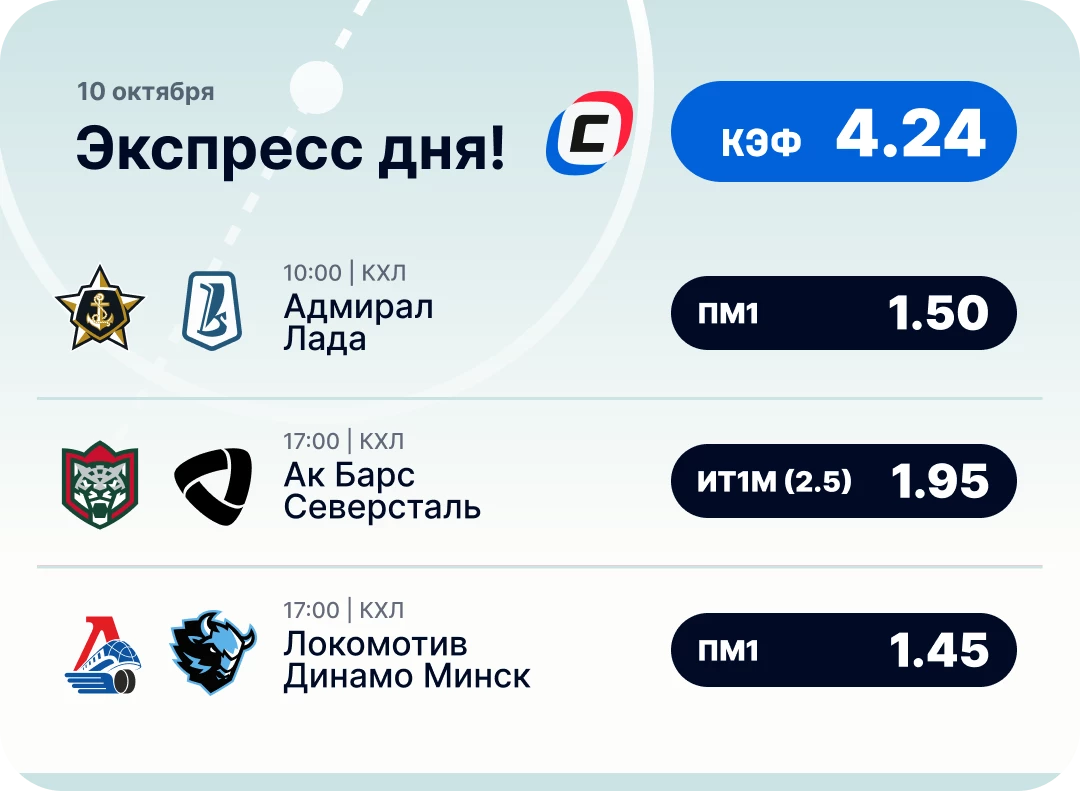 Экспресс на хоккей на сегодня Хоккейный экспресс дня на 10 октября