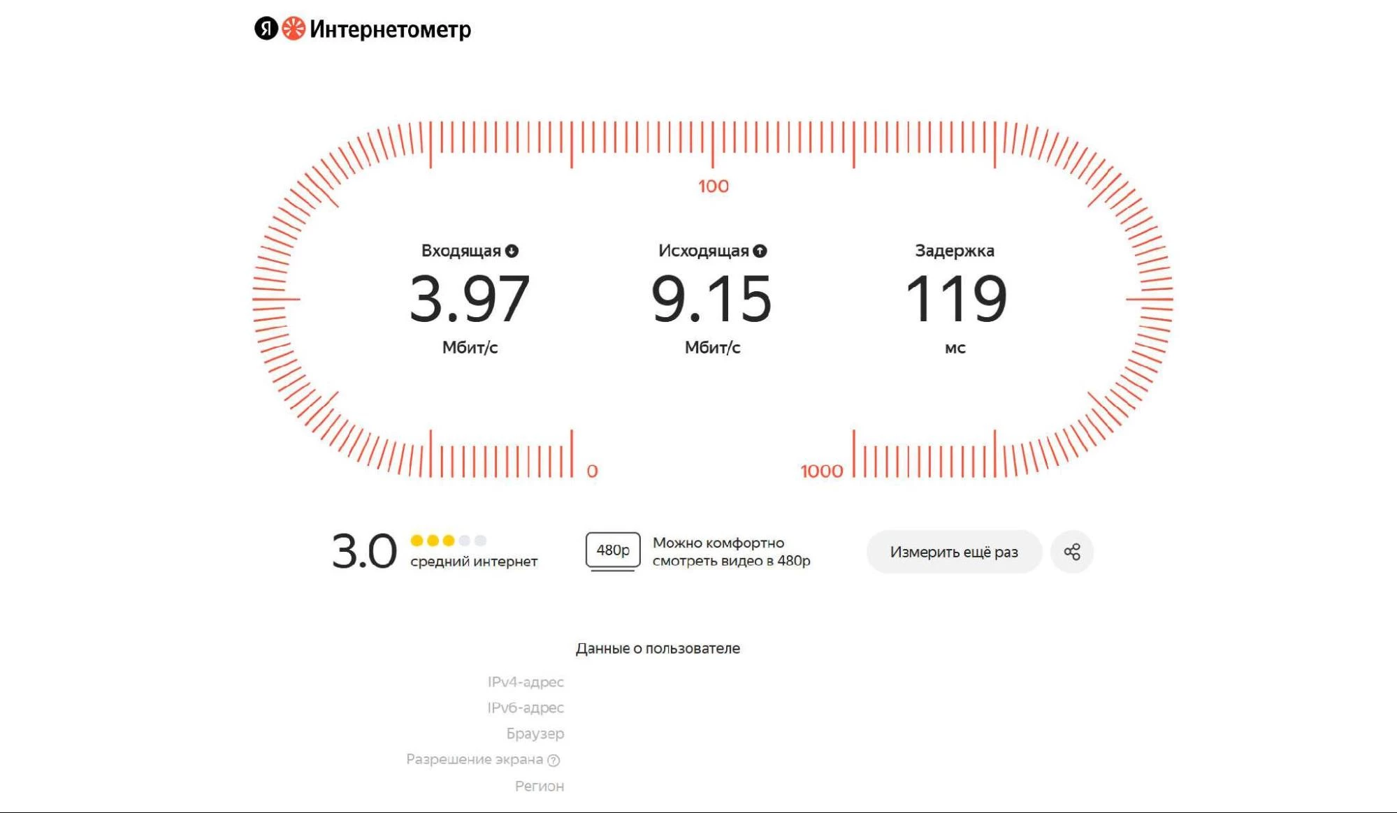 Измерение скорости интернет-соединения
