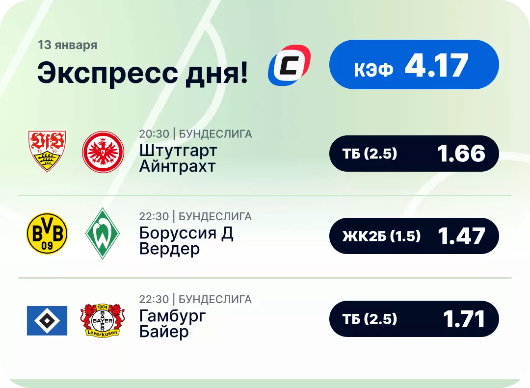 Футбольный экспресс дня на 13 января