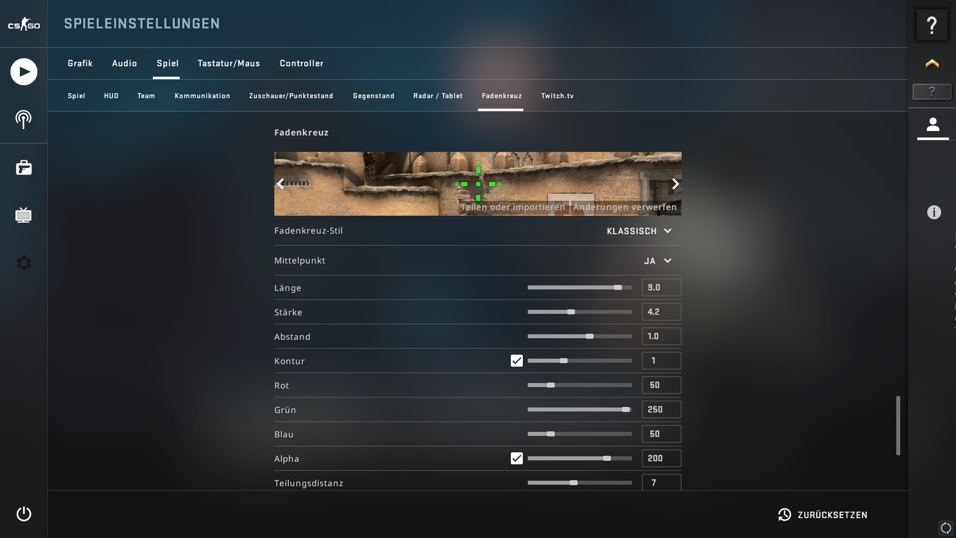 Как поменять прицел в CS2