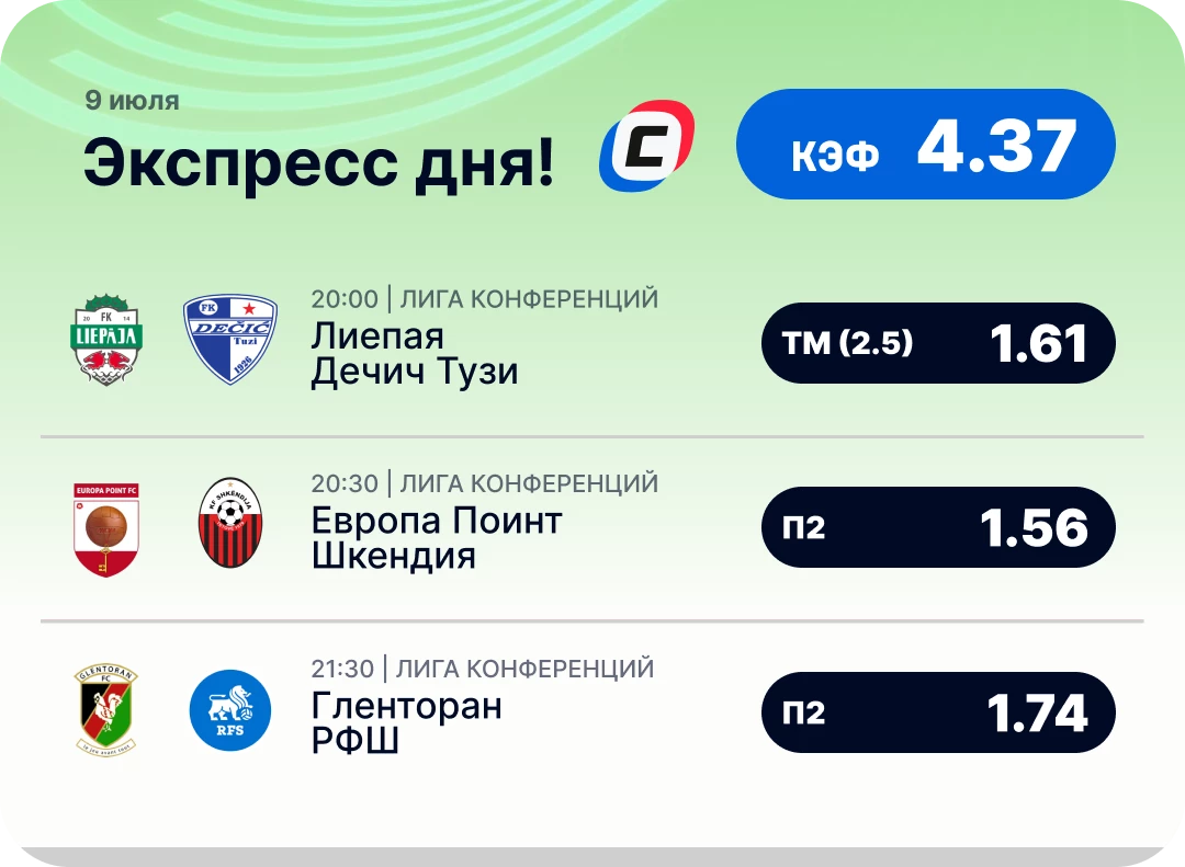Экспресс на футбол на сегодня Футбольный экспресс дня на 9 июля №2