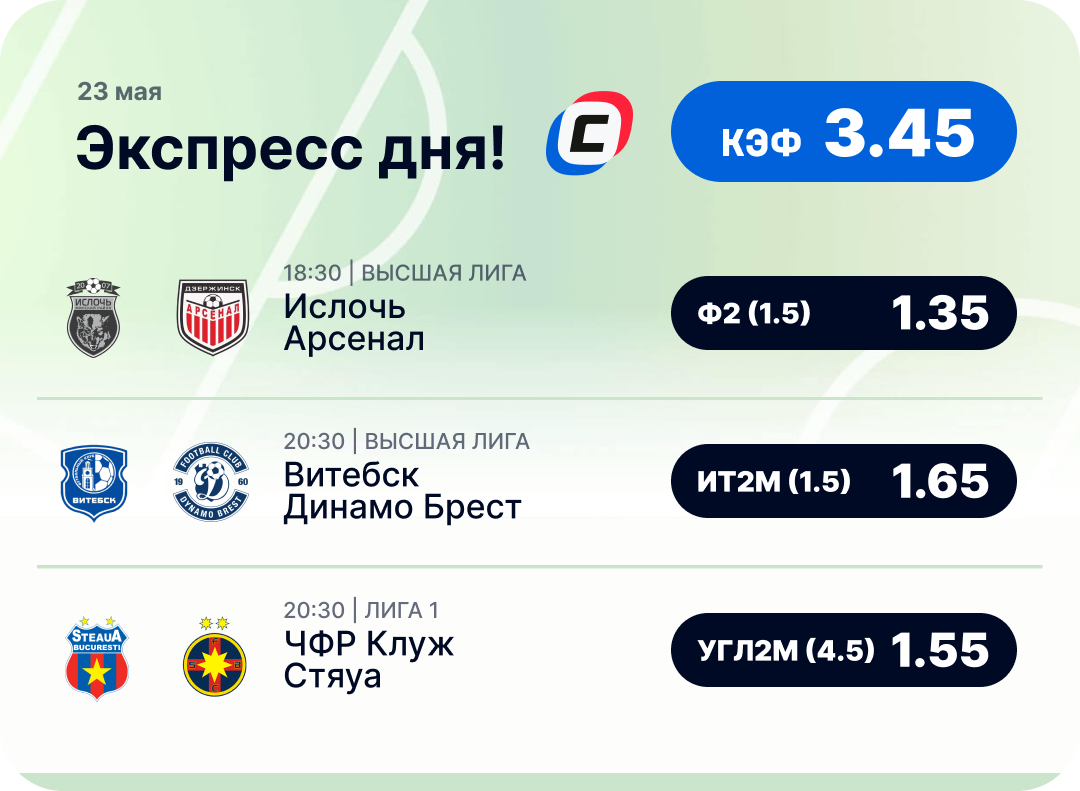 Футбольный экспресс дня на 23 мая №2