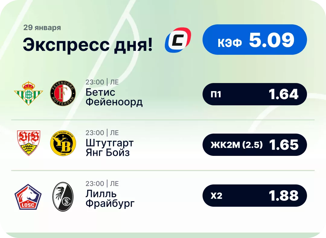 Футбольный экспресс дня на 29 января №2