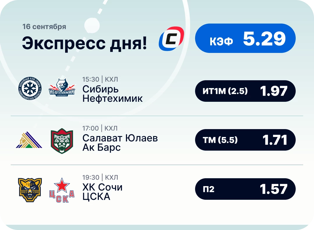 Хоккейный экспресс дня на 16 сентября