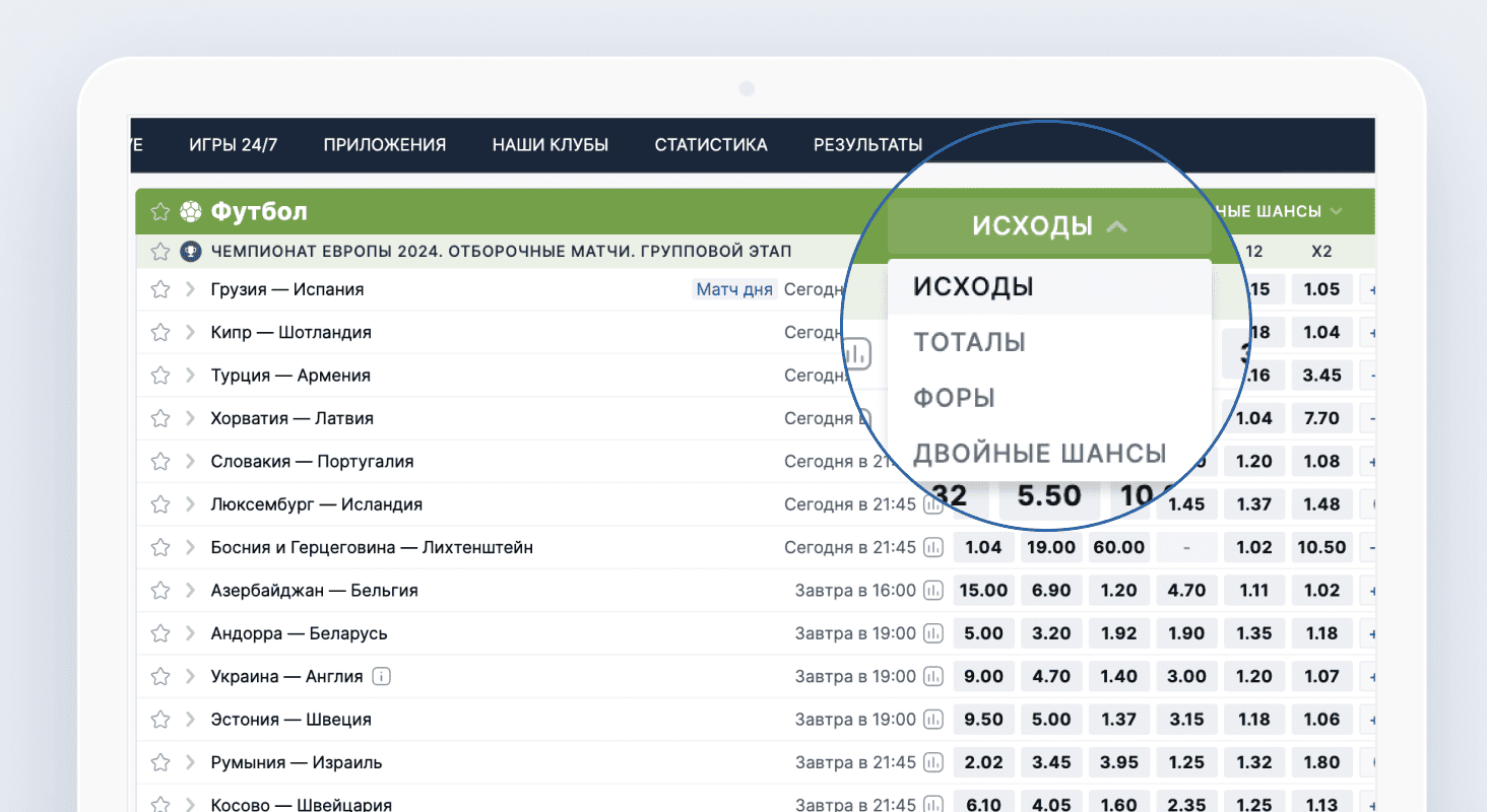 События и котировки на новом сайте Фонбет
