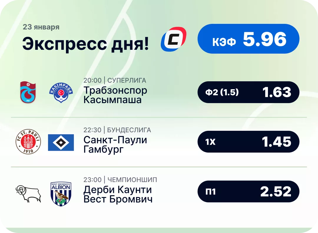 Футбольный экспресс дня на 23 января №1