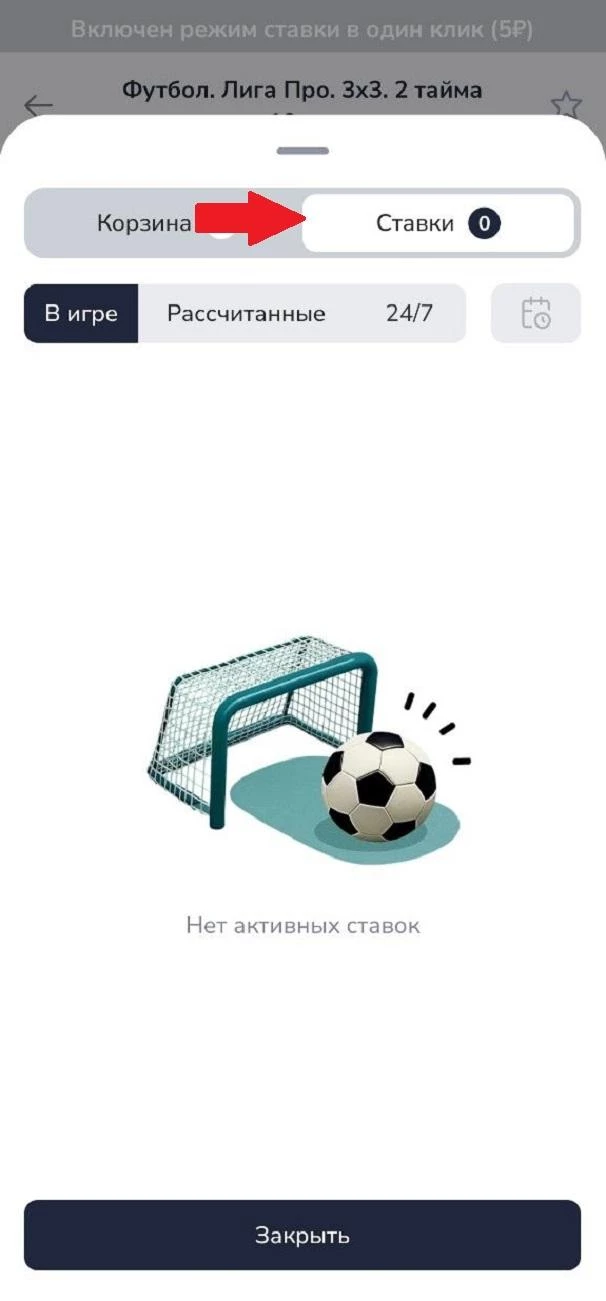 Раздел Ставки в БК Зенит