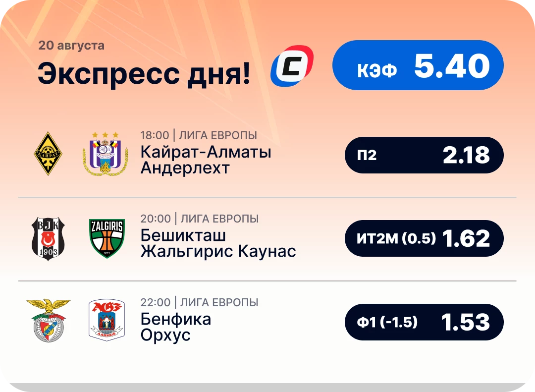 Футбольный экспресс дня на 20 августа №1