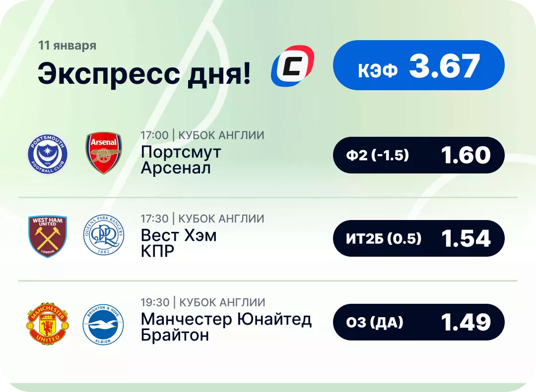 Футбольный экспресс дня на 11 января №1